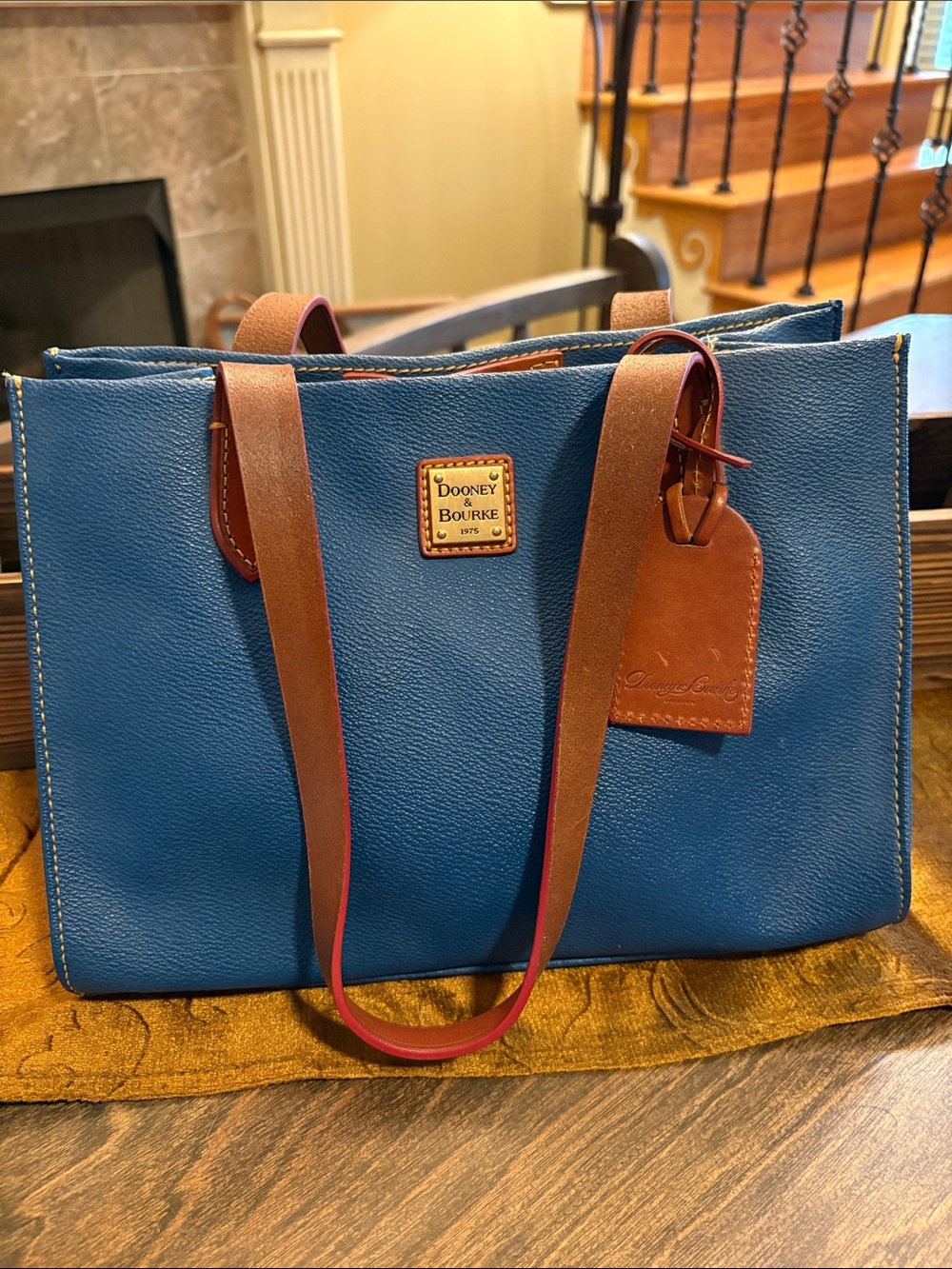 Like new, Vintage Dooney & Bourke Blue Pebbled Leather Tote